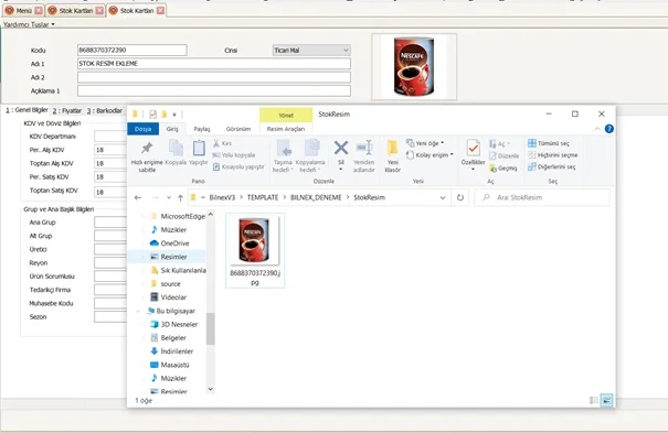 bilnex stok karti resim yukle 2