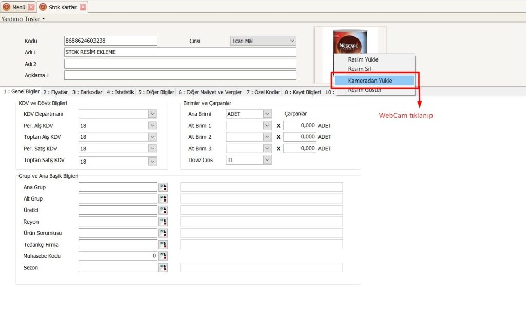 bilnex stok karti resim yukle 5