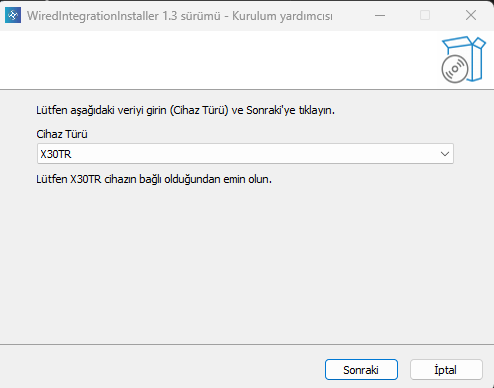 Entegrasyon Yükleyici – Model Seçimi